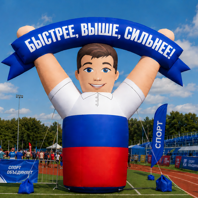 Надувная фигура "Быстрее! Выше! Сильнее!" - Производственное предприятие АЭРО - Пневмокаркасные шатры и палатки, надувные рекламные конструкции, надувные сцены, арки и пневмокостюмы