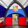 Надувной шатёр "Триколор" прямоугольной формы - Производственное предприятие АЭРО - Пневмокаркасные шатры и палатки,  надувные рекламные конструкции, надувные сцены, арки  и пневмокостюмы