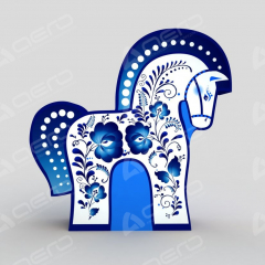 Надувная фигура на Масленицу "Лошадка с росписью "Гжель" - Производственное предприятие АЭРО - Пневмокаркасные шатры и палатки,  надувные рекламные конструкции, надувные сцены, арки  и пневмокостюмы